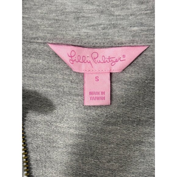 Lilly Pulitzer Women's Grey Pullover With Lace Trim & Half-Zip Collar Size S - Picture 4 of 9